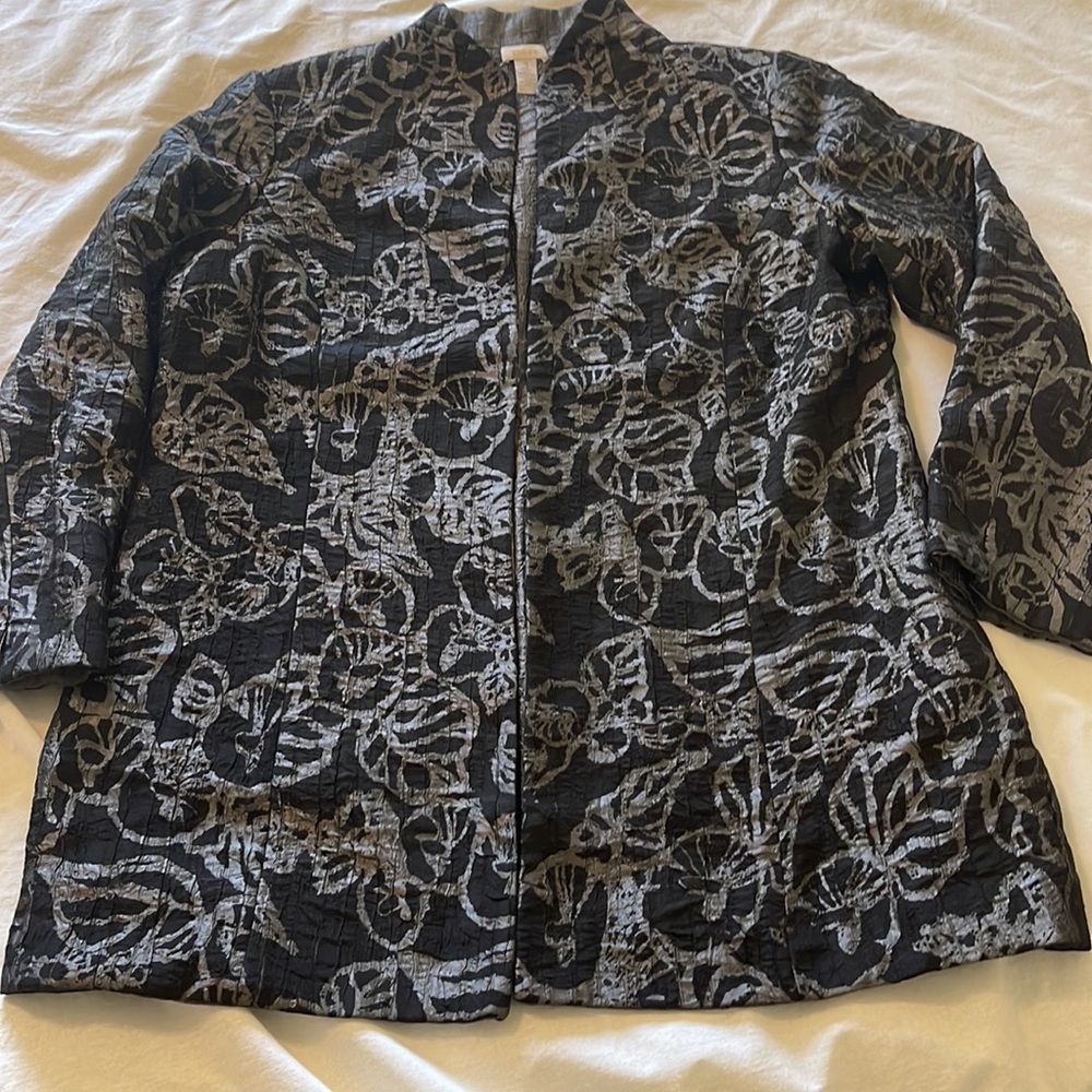 CHICO’S jacket black and silver